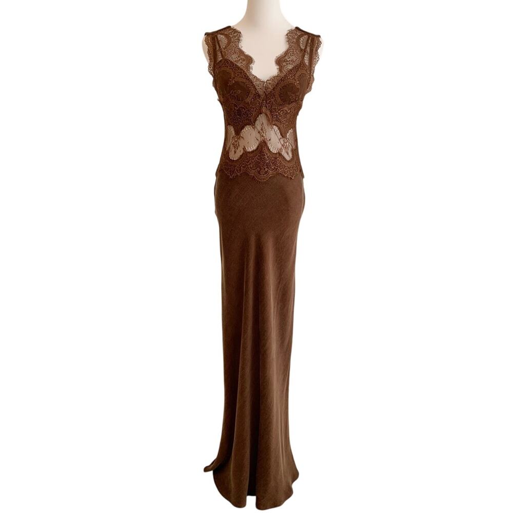 Third Form VISIONS LACE FLOOR LENGTH DRESS | CHOCOLATE - Picture 7 of 10